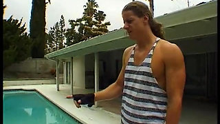 Two Horny Sluts Get Fucked by Guys Poolside Then Eat Cum