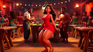 Hot Slim Favelada with Big Ass Dances Wildly at Pagode Gets Naked on Table Then Squats to Pee in Dark Alley