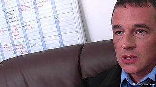 Blonde MILF Babe Ava Martin Is a Horny Secretary Gagging to Ride Her Co Workers Huge Fat White Cock