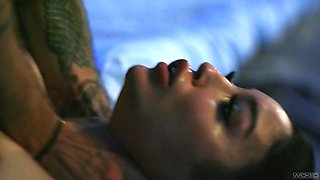 petite tattooed babe gets a good pounding before sleeping