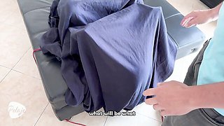 Harmonious Sara Blonde and Melany Latina at blowjob sex