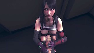 Final Fantasy VII - Tifa Lockhart swallows a thick cock