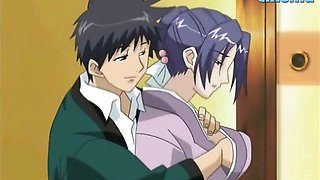 Hentai slave lets her master to touch her body and fuck her