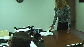 Perfect Secretary in While Stockings Anal Pounded in Office