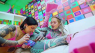 Morea Black In Sensual Girl Girl Anal Session With Big Dildo And Fingering