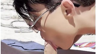 Blowjob At The Nude Beach Lou Gets Wild Under The Umbrella
