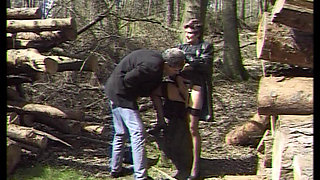 Slutty German cougar fucked in the woods hard