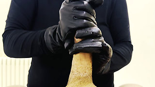 straw with gloves