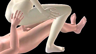 Animated 3D Porn - Beautiful Girl Riding Asian Man Dick in Pussy & Ass