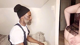 MILF Housewife Shows The Plumber Her Appreciation by Swallowing His Black Cock