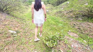 Thai Girl Walking Masturbation in the Jungle Thai Outdoor Public