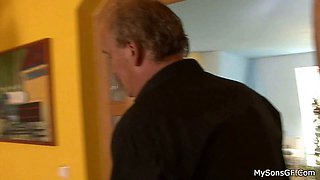 Man finds old dad and teen GF cheating