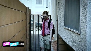 The College Nerd And His Bully Classmate Make A Deal To Trade Their Step Sisters For A Hot Group Sex