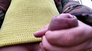 Jerk off in the Woods with Close up Uncut Cock and Balls