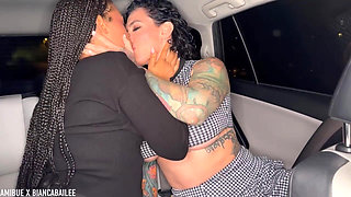Hot Lesbian Sex in Uber Home After Party with Hot GF Ami Bue