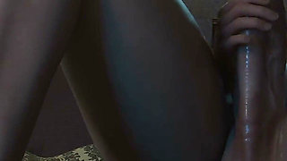 Ciri’s Nighttime Fun - Futanari Cum on Redhead Triss Portrait 3D Animation