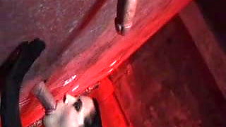 Aliz deepthroats three huge cocks in gloryhole