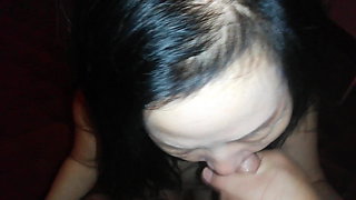 Chinese hooker sucks dick and swallows cum