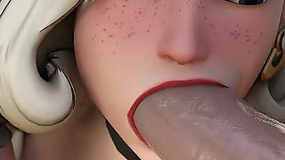 Mercy Sucks Two Big Dicks for Money - 3D Overwatch Animation
