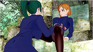 Hentai Lesbian Encounter with Busty Characters