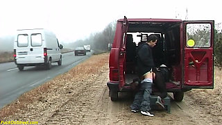 Crazy German couple fucking on street