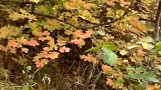 Julie pissing in the woods