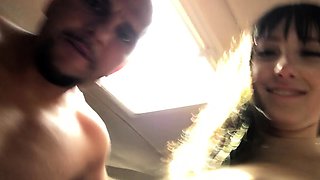 Hot POV homemade blowjob with brunette girlfriend