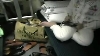 Kinky Japanese babe shows her cunt in public