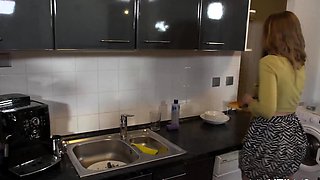 Sweet girl fucking hard in the kitchen