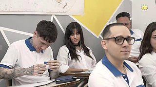 Student Pelaconbarba Settles Scores with Busty Teacher Alba on Classroom Desk in Rough Pound Session