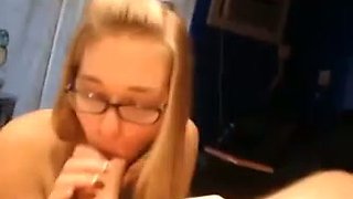 Horn-mad blonde in glasses is good enough at riding stiff dick
