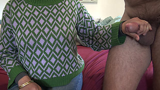 Real stepmother gives handjob to her 40 year old virgin stepson