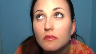 Toilet whore gets drilled by a stiff cock through a gloryhole
