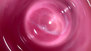 Camera deep inside Mia's teen creamy pussy