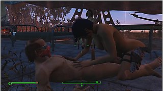 Brothel With Glass Windows - The Work of Prostitutes in a Fallout 4 Porno Game, Lesbian Strapon