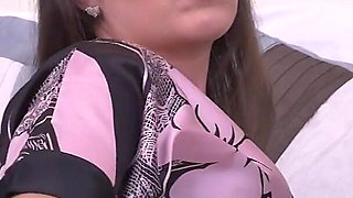 Beautiful Brunette MILF Helena Price Fingers Her Hairy Pussy in Bed