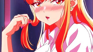 Anime college babe gets panties pulled by strict teacher