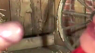 Busty bitch rides huge cock on the farm