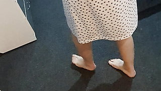 Step mom get changed in red sexy lingerie in front of step son
