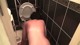 Kate teasing you stripping and lick the toilet