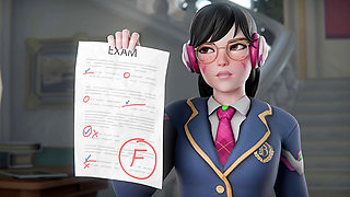 Overwatch D.va Bad Girl Academy - Ruins Test, Takes Mentor’s Cock Deep in Ass