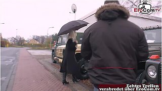 German Blonde Milf Persuaded To Have Sex On The Street