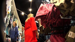 Striking amateur milf with a marvelous ass upskirt in public