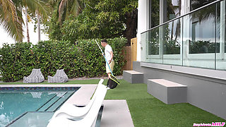 Horny Wives Violet Myers and Raissa Bellini Seduce Young Pool Boy