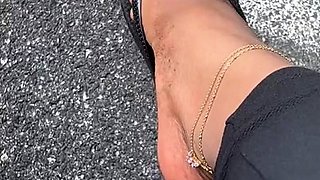 Slutty girl foot fetish with masturbation