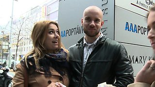 Amazing Busty Teen and Her BF Gets Money for Public SEX