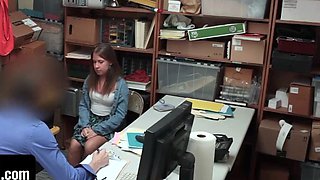 Sexy small damsel submits to officer's domination