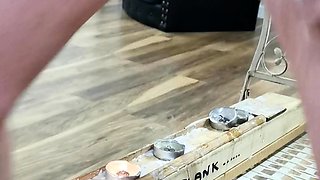 Amateur slut gives handjob
