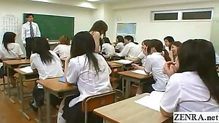 Subtitled shy Japanese schoolgirls ENF CMNF nude school