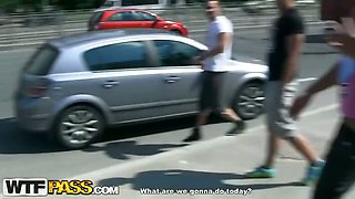 Foursome fuck scene with students